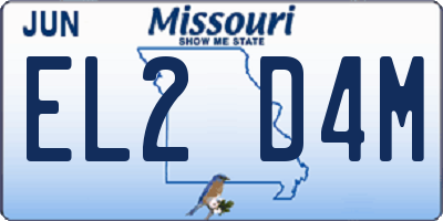 MO license plate EL2D4M