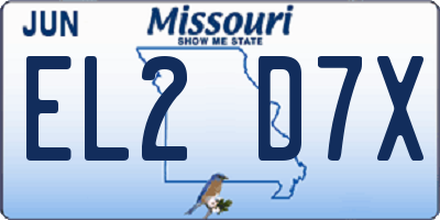 MO license plate EL2D7X