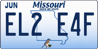 MO license plate EL2E4F