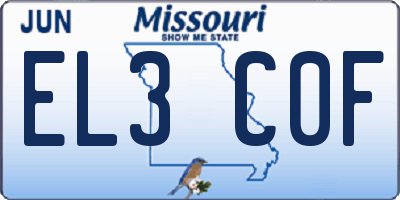MO license plate EL3C0F