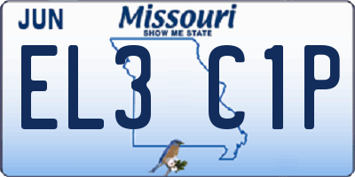 MO license plate EL3C1P