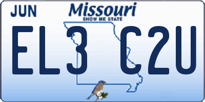 MO license plate EL3C2U