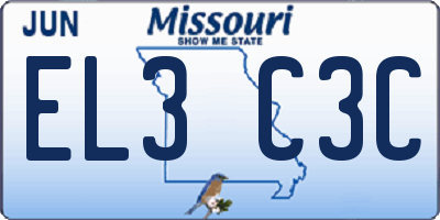 MO license plate EL3C3C