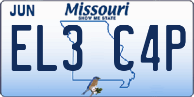 MO license plate EL3C4P