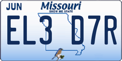 MO license plate EL3D7R