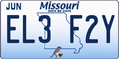 MO license plate EL3F2Y