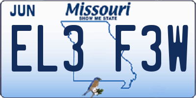 MO license plate EL3F3W