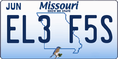 MO license plate EL3F5S