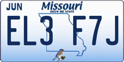 MO license plate EL3F7J