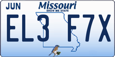 MO license plate EL3F7X