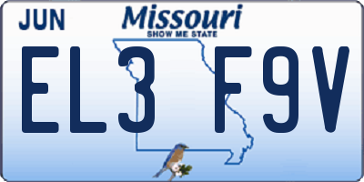 MO license plate EL3F9V