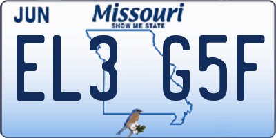 MO license plate EL3G5F