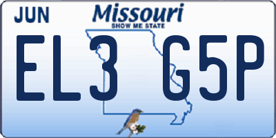 MO license plate EL3G5P