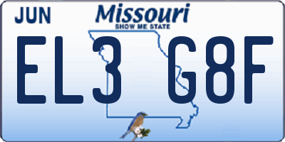 MO license plate EL3G8F