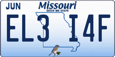 MO license plate EL3I4F