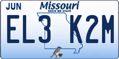 MO license plate EL3K2M