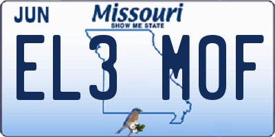 MO license plate EL3M0F
