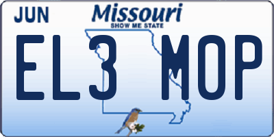 MO license plate EL3M0P