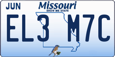 MO license plate EL3M7C