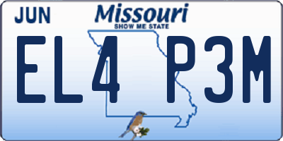 MO license plate EL4P3M