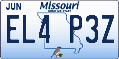 MO license plate EL4P3Z