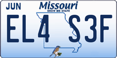 MO license plate EL4S3F