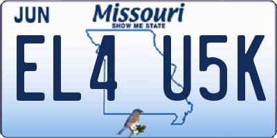 MO license plate EL4U5K