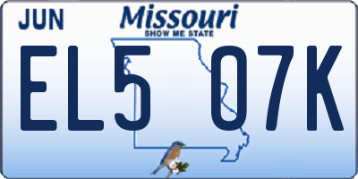 MO license plate EL5O7K