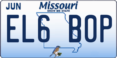 MO license plate EL6B0P