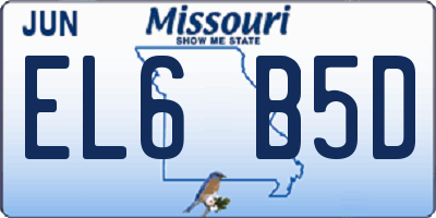 MO license plate EL6B5D