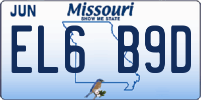 MO license plate EL6B9D