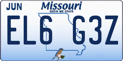 MO license plate EL6G3Z