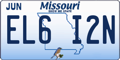 MO license plate EL6I2N
