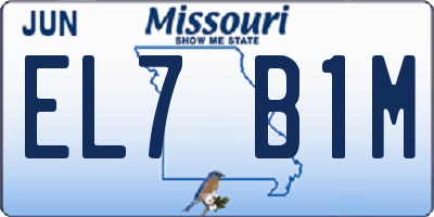MO license plate EL7B1M