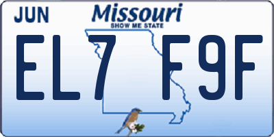 MO license plate EL7F9F