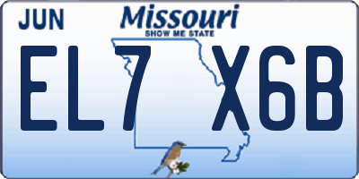MO license plate EL7X6B