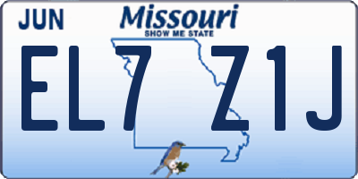 MO license plate EL7Z1J