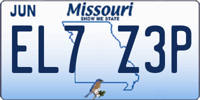 MO license plate EL7Z3P