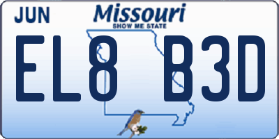 MO license plate EL8B3D