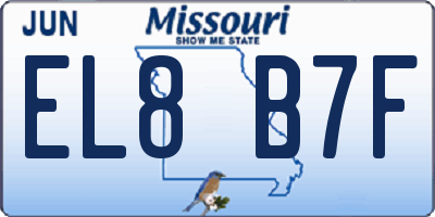 MO license plate EL8B7F