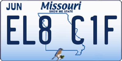 MO license plate EL8C1F