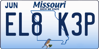 MO license plate EL8K3P