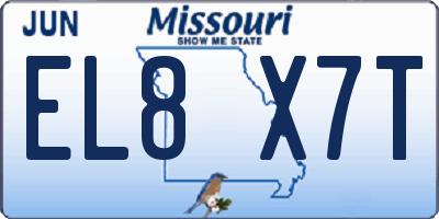 MO license plate EL8X7T