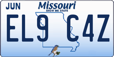 MO license plate EL9C4Z