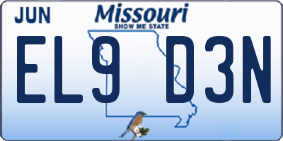 MO license plate EL9D3N