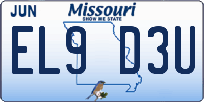 MO license plate EL9D3U