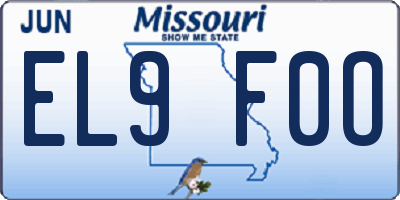 MO license plate EL9F0O