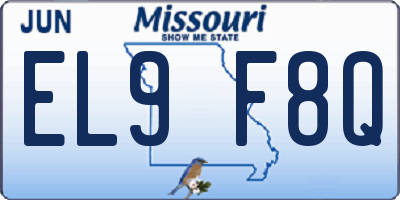 MO license plate EL9F8Q