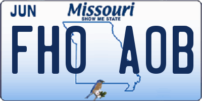MO license plate FH0A0B