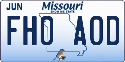 MO license plate FH0A0D